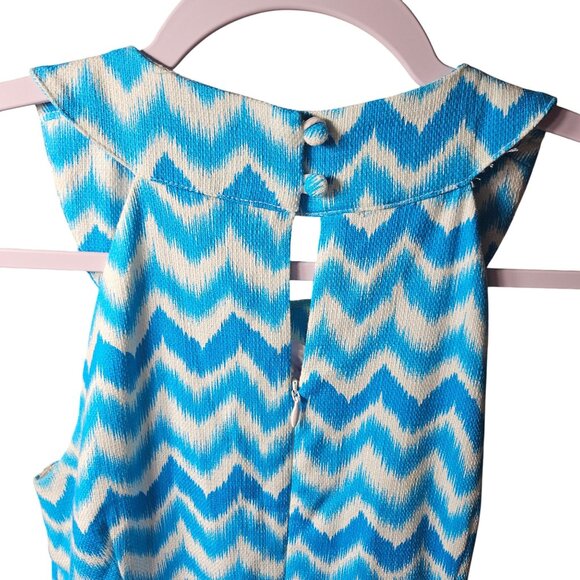INC Blue & White Chevron Sleeveless Keyhole Back Dress Size 8 Cotton Blend - Picture 5 of 6
